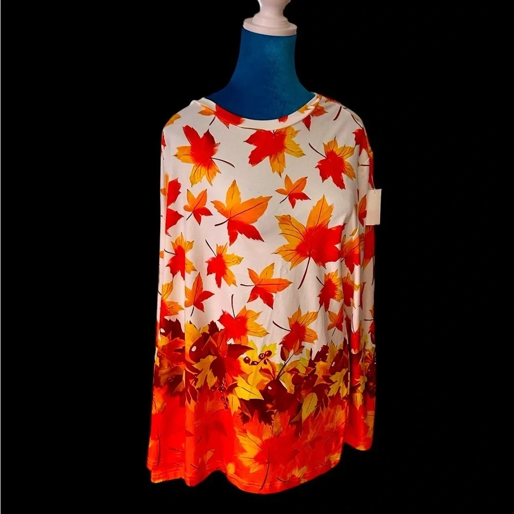 Falling leaf pattern top absolutely gorgeous. Where are my orange girls? 2 XL - Picture 1 of 1